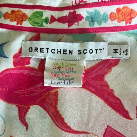 Gretchen Scott Designs 3/4 sleeve blouse Button Down Shirt Medium - Picture 2 of 8